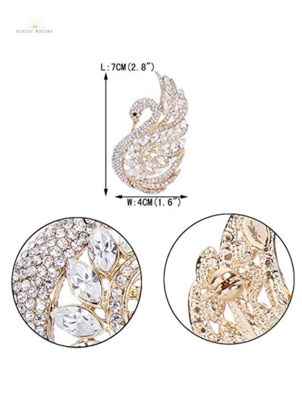 Elegant Swan Bird Crystal Brooch Pin for Wedding Party